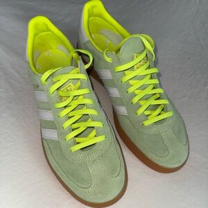 Adidas Women’s Mint Green Sneakers with Neon Yellow Highlights Size 9